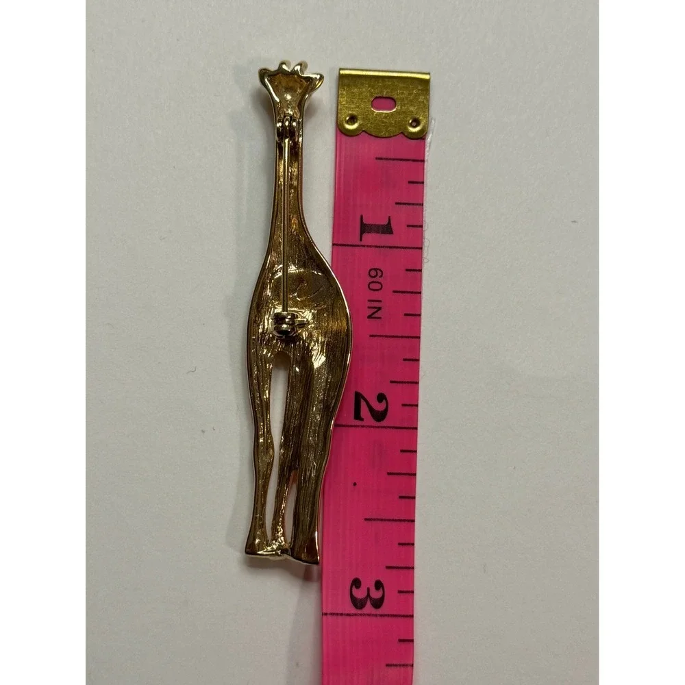Vintage Liz Claiborne Gold Tone Giraffe Brooch Brown‎ Enamel Animal Pin Safari